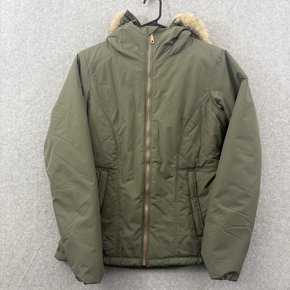 Mountain Hardware Jacket Women Green Potrero Insulated Quilted Faux Fur Trim‎